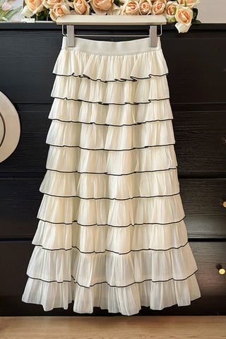 Tiered Layer Casual Skirt with Ruffle Detail