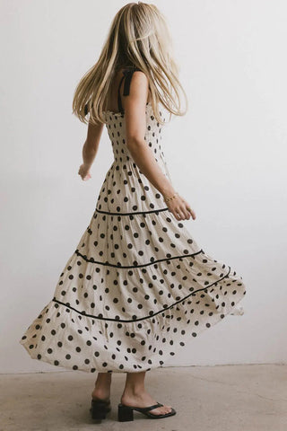 Polka Dot Smocked Casual Dress