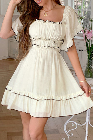 Square Neck Ruffle Mini Dress