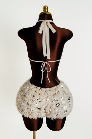 V-Neck Sequin Embellished Romper