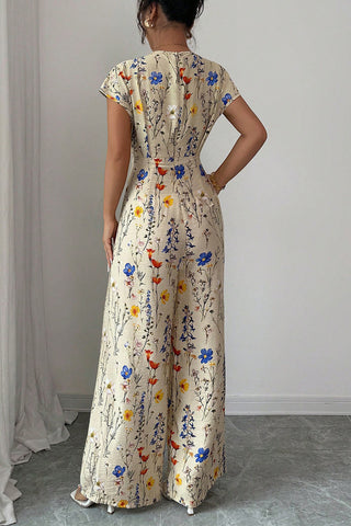 Floral-Print V-Neck Jumpsuit