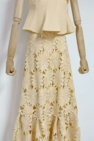 Floral Cut-Out Casual Skirt Set
