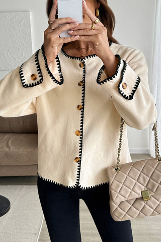 Chic Button-Front Jacket with Contrast Trim