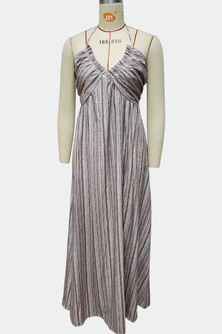 Halter Dress with Pleated Detail