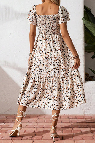 Smocked Floral Midi Dress