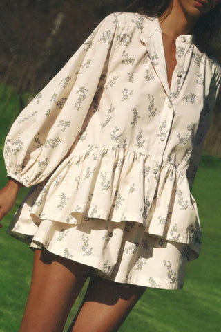 Floral Button-Front Short Set