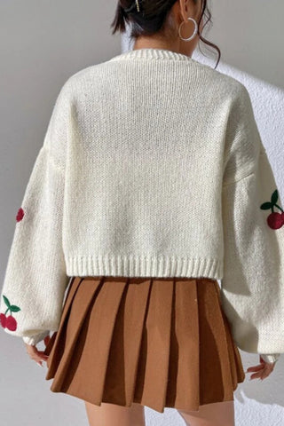 Cherry Motif Cropped Cardigan