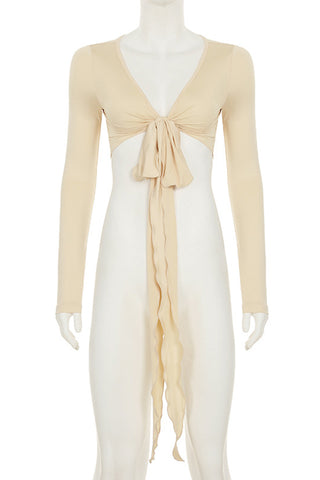 Tie-Front Long Sleeve Top