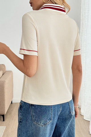 Striped Collar Polo T-Shirt