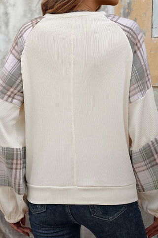 Plaid Accent Casual Sweatshirt
