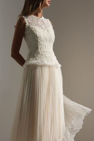 Sleeveless Lace Overlay Midi Dress