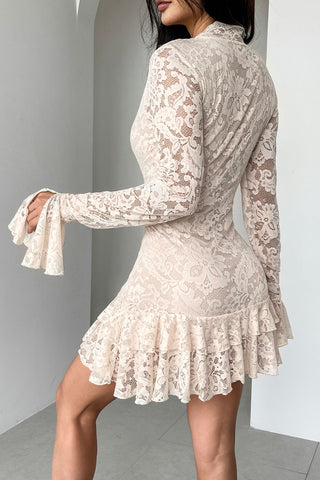Lace Flounce Casual Dress