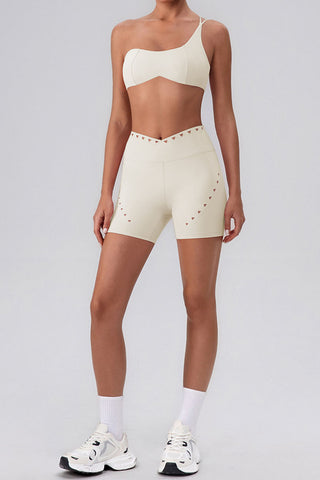 High-Waisted Laser Cut Casual Shorts