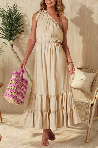 One-Shoulder Ruffled Casual Maxi Dress