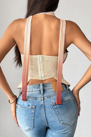 Strap-Detail Lace Tank Top