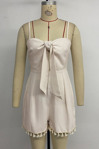 Tie-Front Tassel Hem Romper