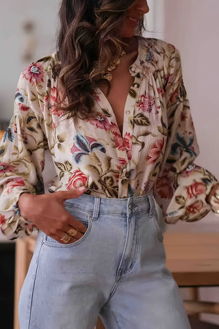 Floral Button-Down Blouse