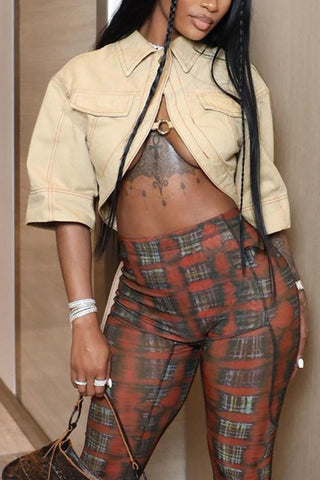 Cropped Open Front Jacket with Buckle Detail