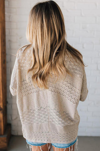 Hollowed Knit Open Front Cardigan