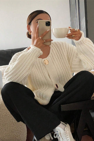 Knit Button Cardigan Sweater