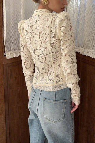 Elegant Lace Button-Down Blouse