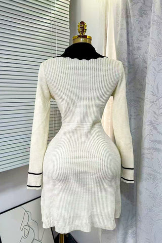 Buttoned Casual Textured Dress