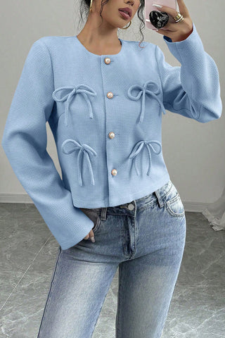 Embellished Bow-Front Cropped Jacket