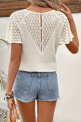 Lace Sleeve Knit T-Shirt