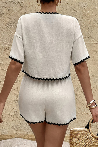 Scalloped Short Set with Tie-Front Top