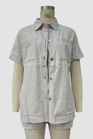 Button-Front Short Set