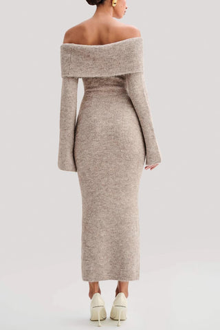 Off-Shoulder Ribbed Casual Dress