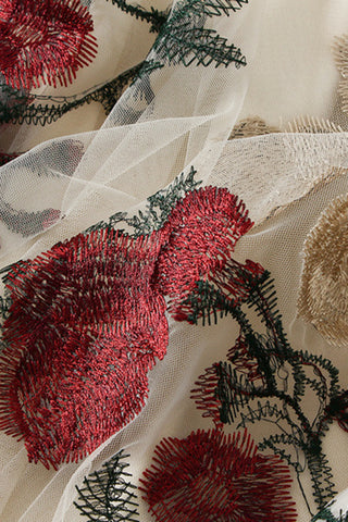 Floral Embroidered Midi Skirt