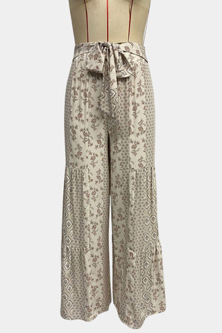 Wide-Leg Printed Casual Pants