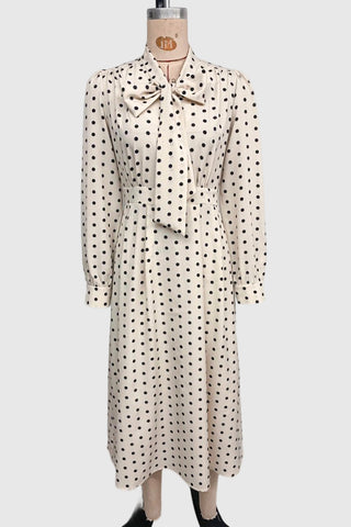 Polka Dot Bow-Tie Midi Dress