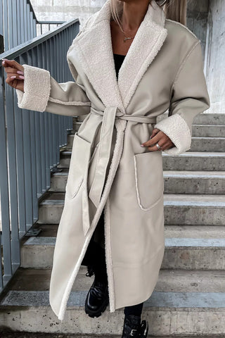 Belted Faux Shearling-Lined Coat