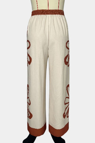 Wide-Leg Printed Casual Pants