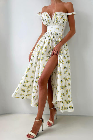 Strawberry Print Smocked Maxi Dress