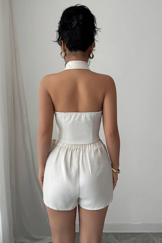 Buttoned Crop Vest and Skirt Set