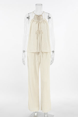 Drawstring Spaghetti Strap Pants Set