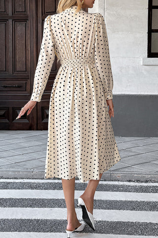 Polka Dot Tie-Front Casual Dress