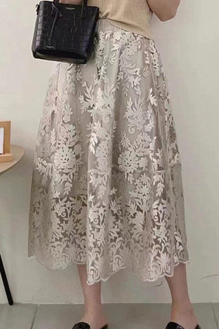 Floral-Patterned Midi Skirt