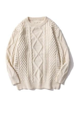Textured Pattern Crewneck Sweater