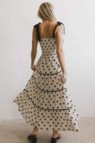 Polka Dot Smocked Casual Dress