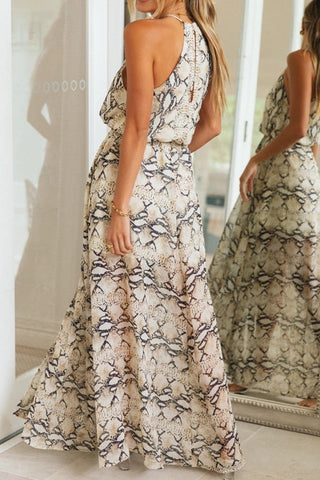 Halter Neck Maxi Dress with Side Slit