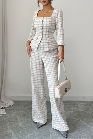 Elegant Square Neck Pants Set