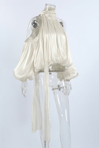 Off-Shoulder Pleated Blouse