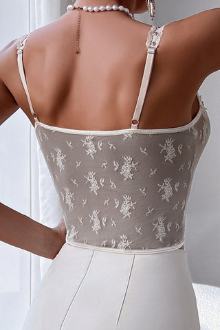 Lace Overlay Corset Tank Top