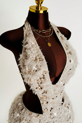 V-Neck Sequin Embellished Romper