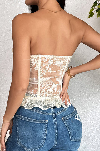 Floral Lace-Up Peplum Bustier