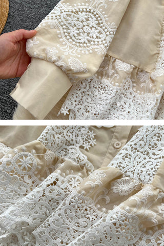 Lace Button-Up Pants Set